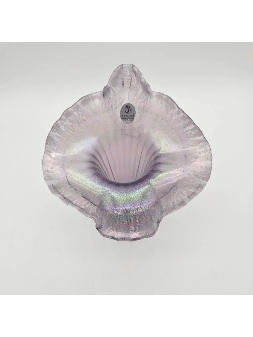 Fenton Lavender Purple Iridescent Crackle Jack in the Pulpit Vase